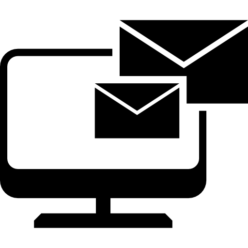 correos electrónicos, par de sobres en un monitor  icono
