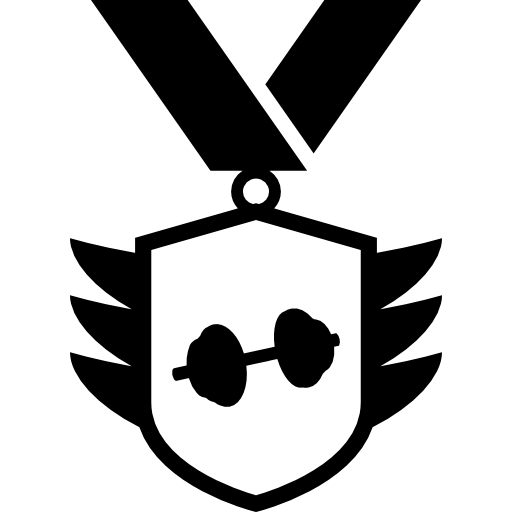 medal z tarczą wiszącą na wstążkowym naszyjniku  ikona
