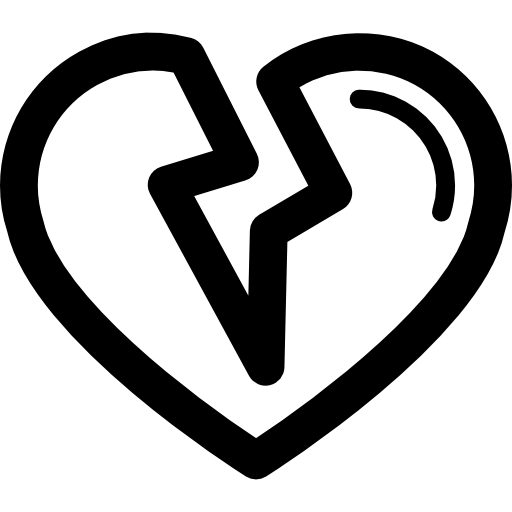 contorno de formato de coração partido  Ícone