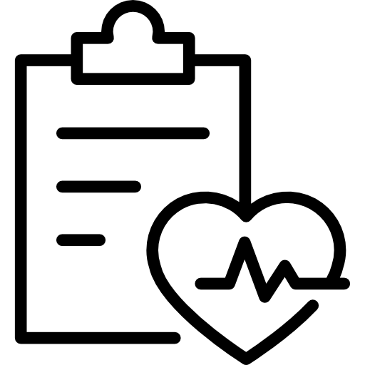 controllo in palestra degli esercizi con elenco su appunti e battiti cardiaci  icona