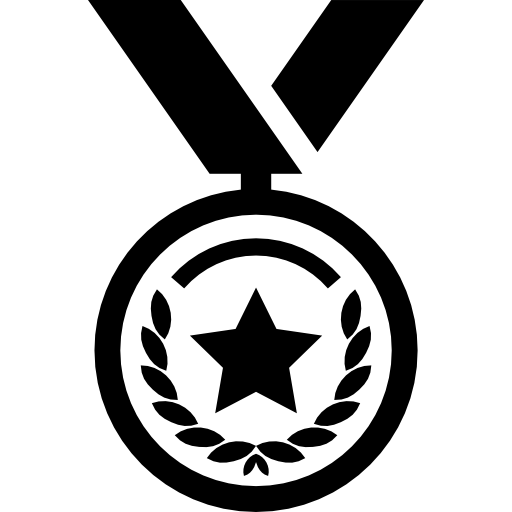 médaille de forme circulaire avec une étoile suspendue à un ruban  Icône