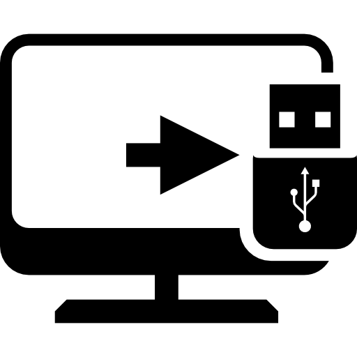tela do computador desktop com símbolo de unidade flash  Ícone