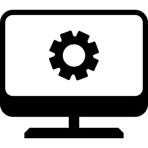 Écran d'ordinateur avec variante à roue dentée  Icône