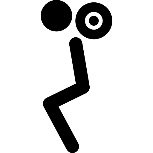 Gymnast stick man variant carrying dumbbell side view  icon