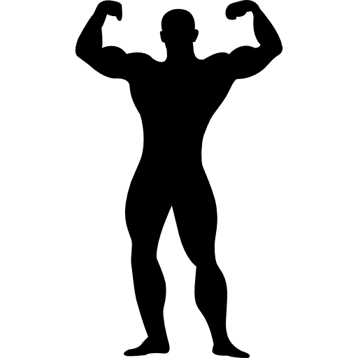 Muscular man flexing silhouette  icon