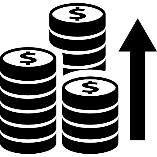 Coins stacks with arrow upwards  icon