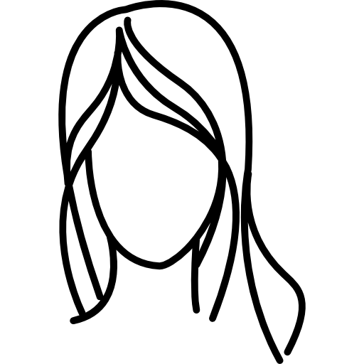 mujer con contorno de pelo largo ondulado  icono