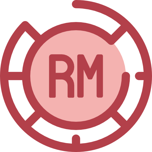 Malaysian ringgit Monochrome Red icon