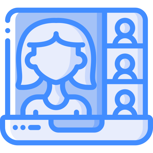 Videoconference Basic Miscellany Blue icon