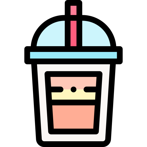 아이스 커피 Detailed Rounded Lineal color icon
