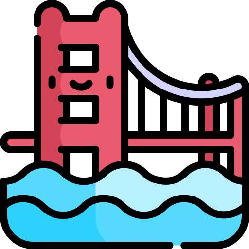 Golden gate Kawaii Lineal color icon