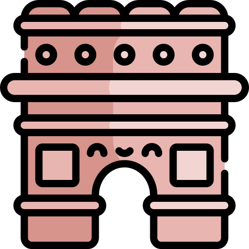 arc de triomphe Kawaii Lineal color icoon
