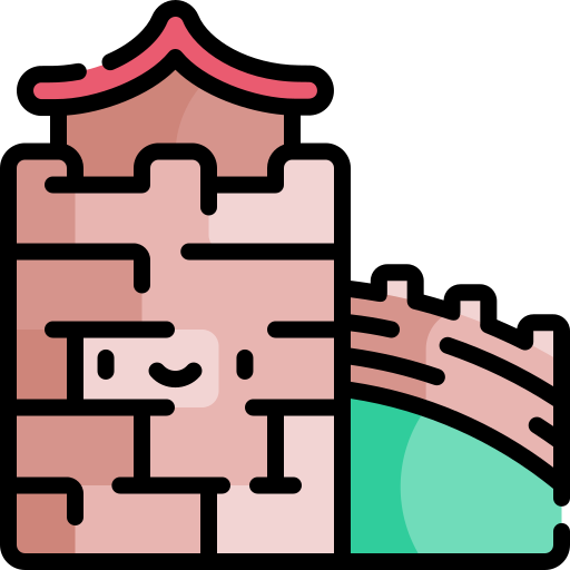 la grande muraille de chine Kawaii Lineal color Icône