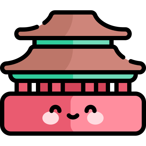 ciudad prohibida Kawaii Lineal color icono