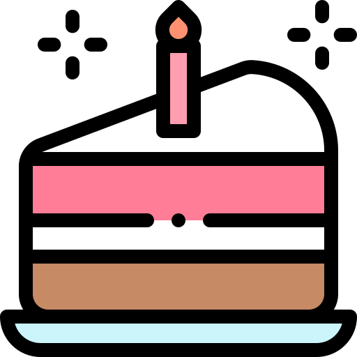 Birthday cake piece Detailed Rounded Lineal color icon