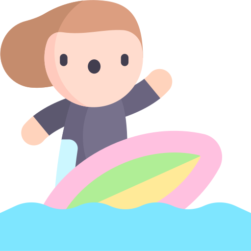 surfer Kawaii Flat icoon