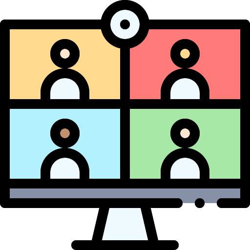 Video conference Detailed Rounded Lineal color icon