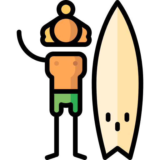 Surfer Puppet Characters Lineal Color icon