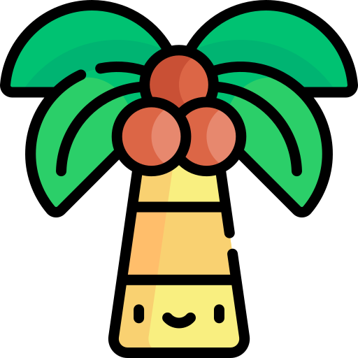 코코넛 나무 Kawaii Lineal color icon