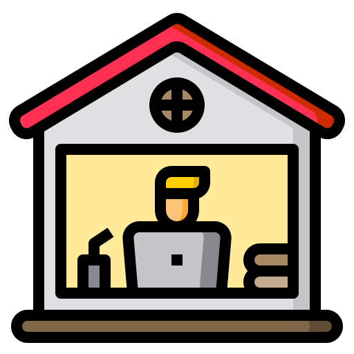 Working at home Catkuro Lineal Color icon