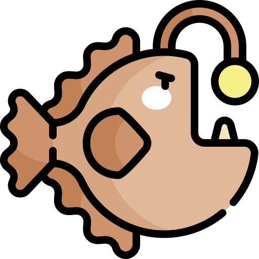 rana pescatrice Kawaii Lineal color icona