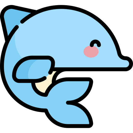 delfin Kawaii Lineal color ikona