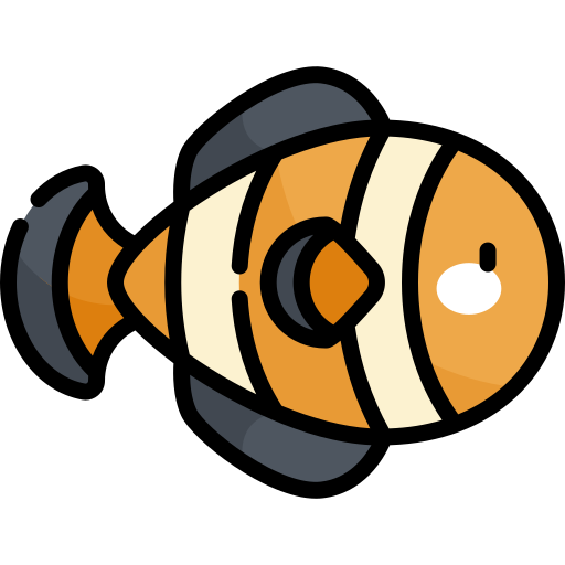pez payaso Kawaii Lineal color icono