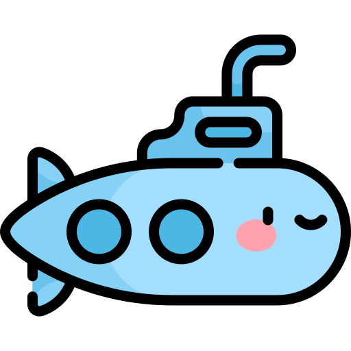 sottomarino Kawaii Lineal color icona