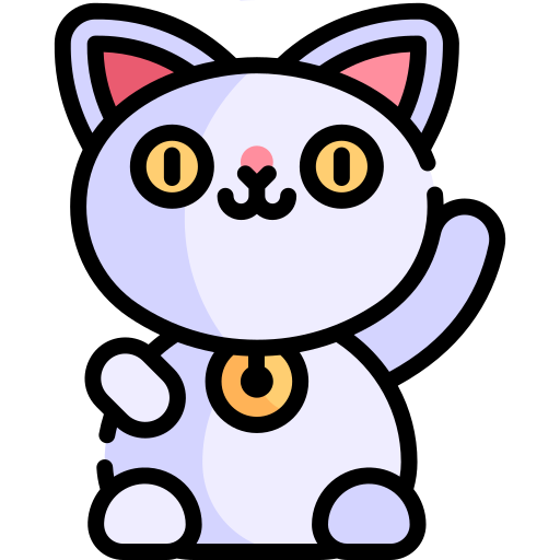 gato chino de la suerte Kawaii Lineal color icono