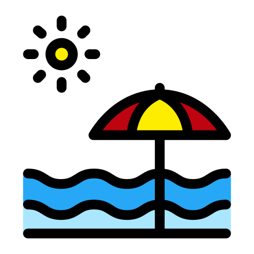 夏のビーチ Generic Outline Color icon