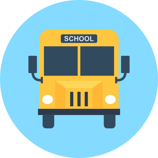bus scolaire Flat Color Circular Icône