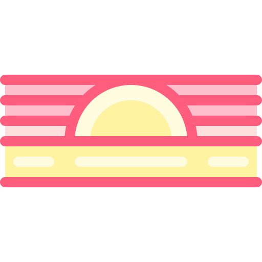 pôr do sol na praia Detailed color Lineal color Ícone
