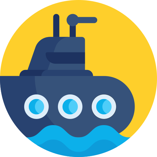 submarino Detailed Flat Circular Flat icono