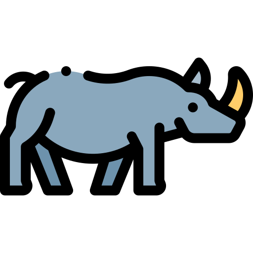 코뿔소 Detailed Rounded Lineal color icon