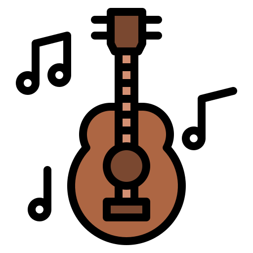 Guitar playing Iconixar Lineal Color icon
