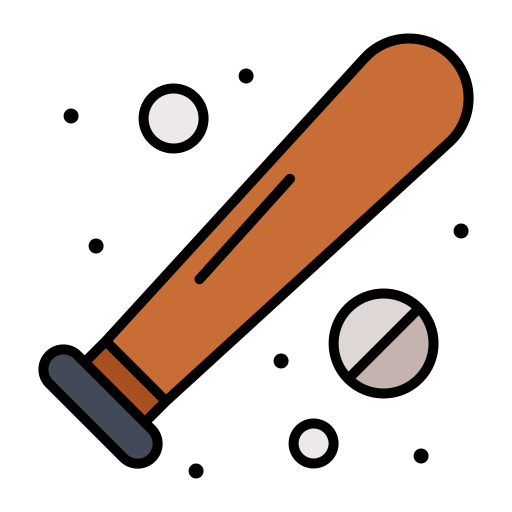 Baseball bat Flatart Icons Lineal Color icon