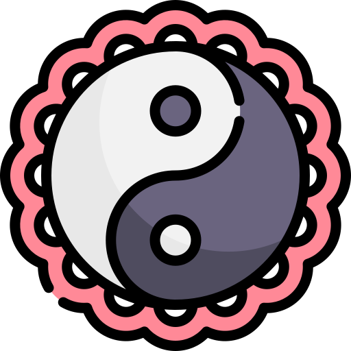 yin yang Kawaii Lineal color Icône