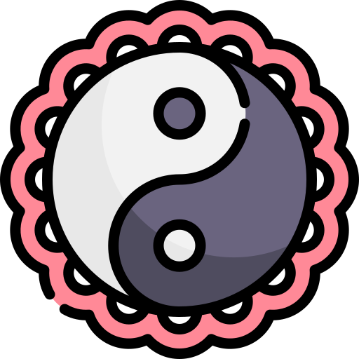 Yin yang Kawaii Lineal color icon