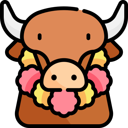 Sacred cow Kawaii Lineal color icon