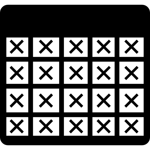 griglia della tabella completamente selezionata con croci  icona