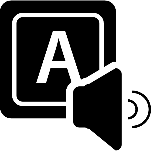 Keyboard key of letter A and a speaker  icon