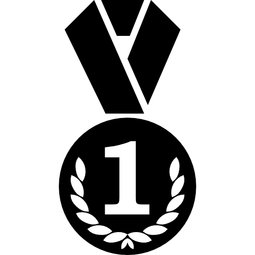 okrągły medal z wieńcem i znakiem numer 1  ikona