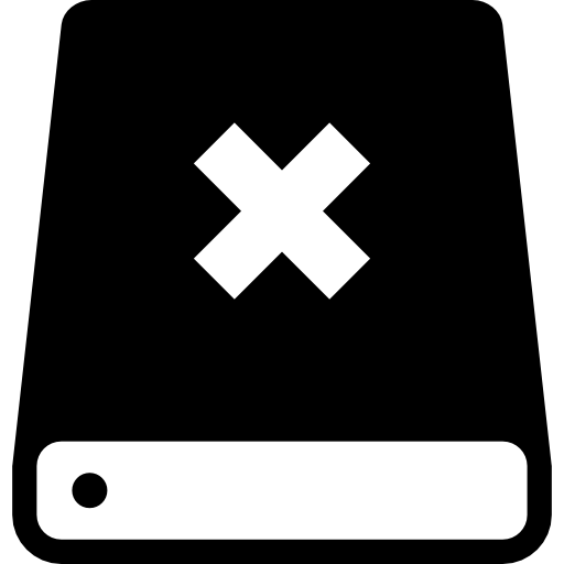 unidad de almacenamiento de datos con marca de cruz  icono