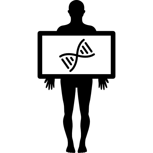 Мужской силуэт, показывающий вид структуры ДНК  иконка