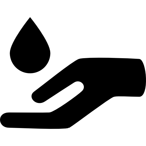 Essential oil drop for spa massage falling on an open hand  icon