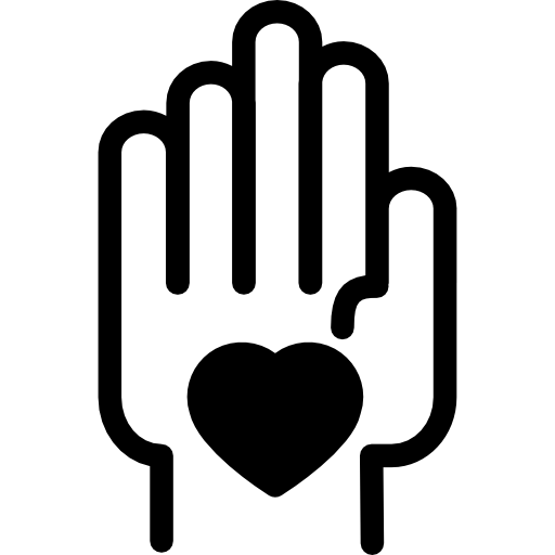 hand with a heart  icon