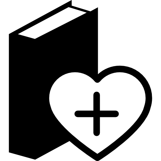 un corazón al lado del libro  icono
