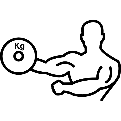 Bodybuilder carrying weight on one hand outline  icon