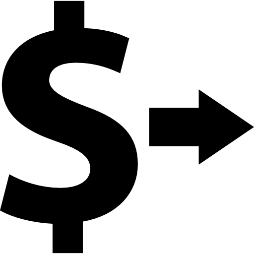 simbolo del dollaro con la freccia a destra  icona