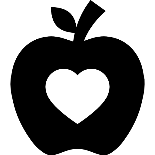 appelsilhouet met hartvorm  icoon